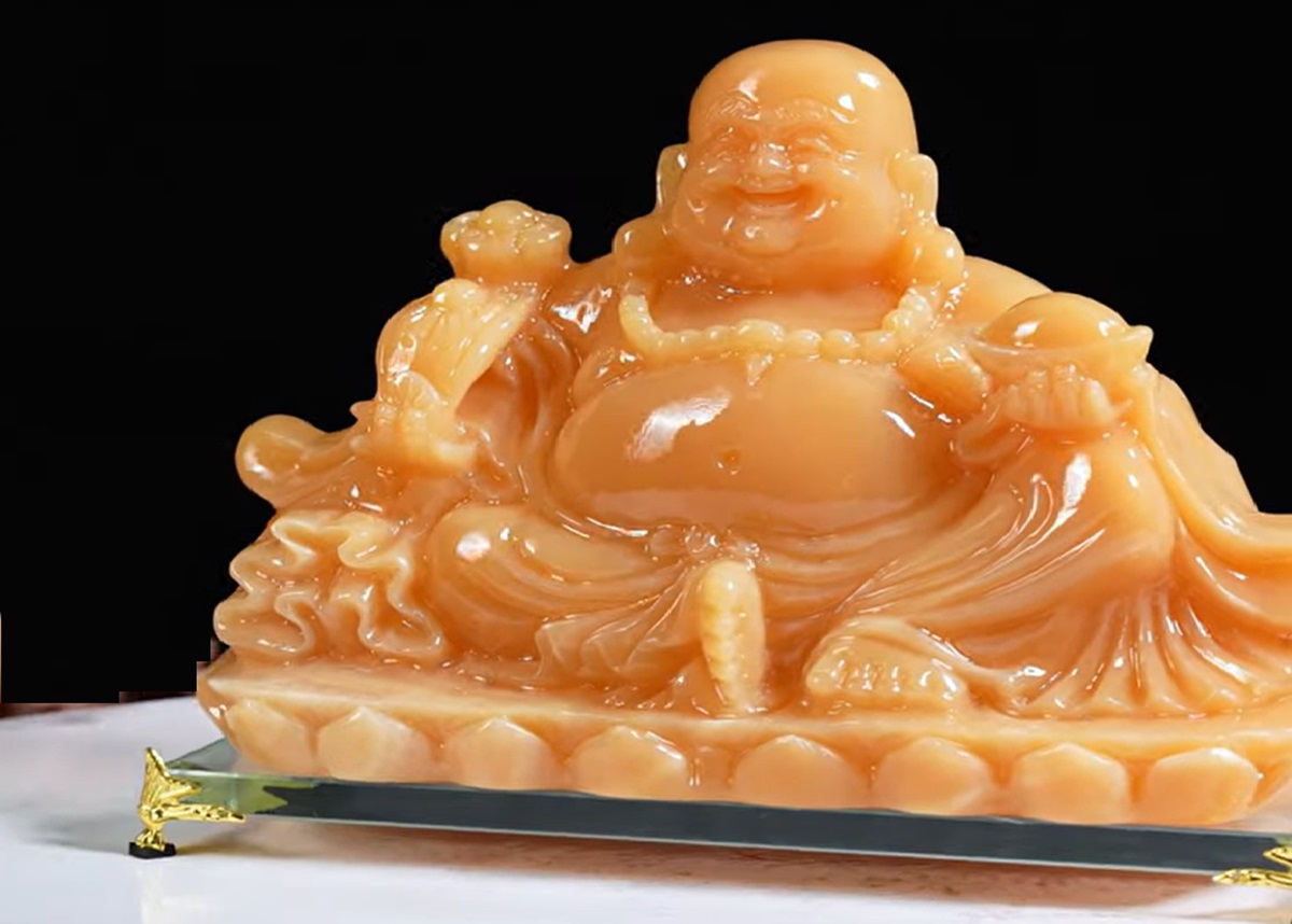 tượng di lặc để bàn làm việc, tượng phật cười đá vàng, tượng đá ngọc hoàng long đẹp